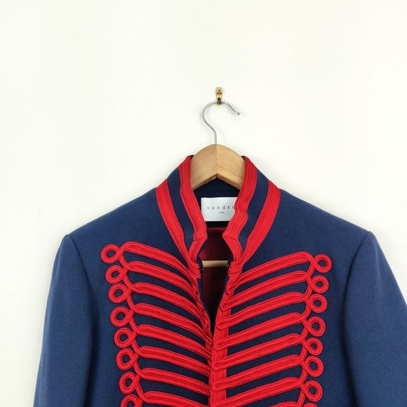 Sandro Hoki Military Jacket in Cobalt Blue 38 6 NWT - Picture 4 of 11